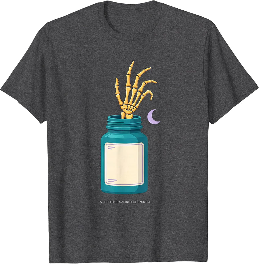 Men's Side Effects May Include Haunting Funny Pharmacy Tech T-Shirt - Dark Heather Grey