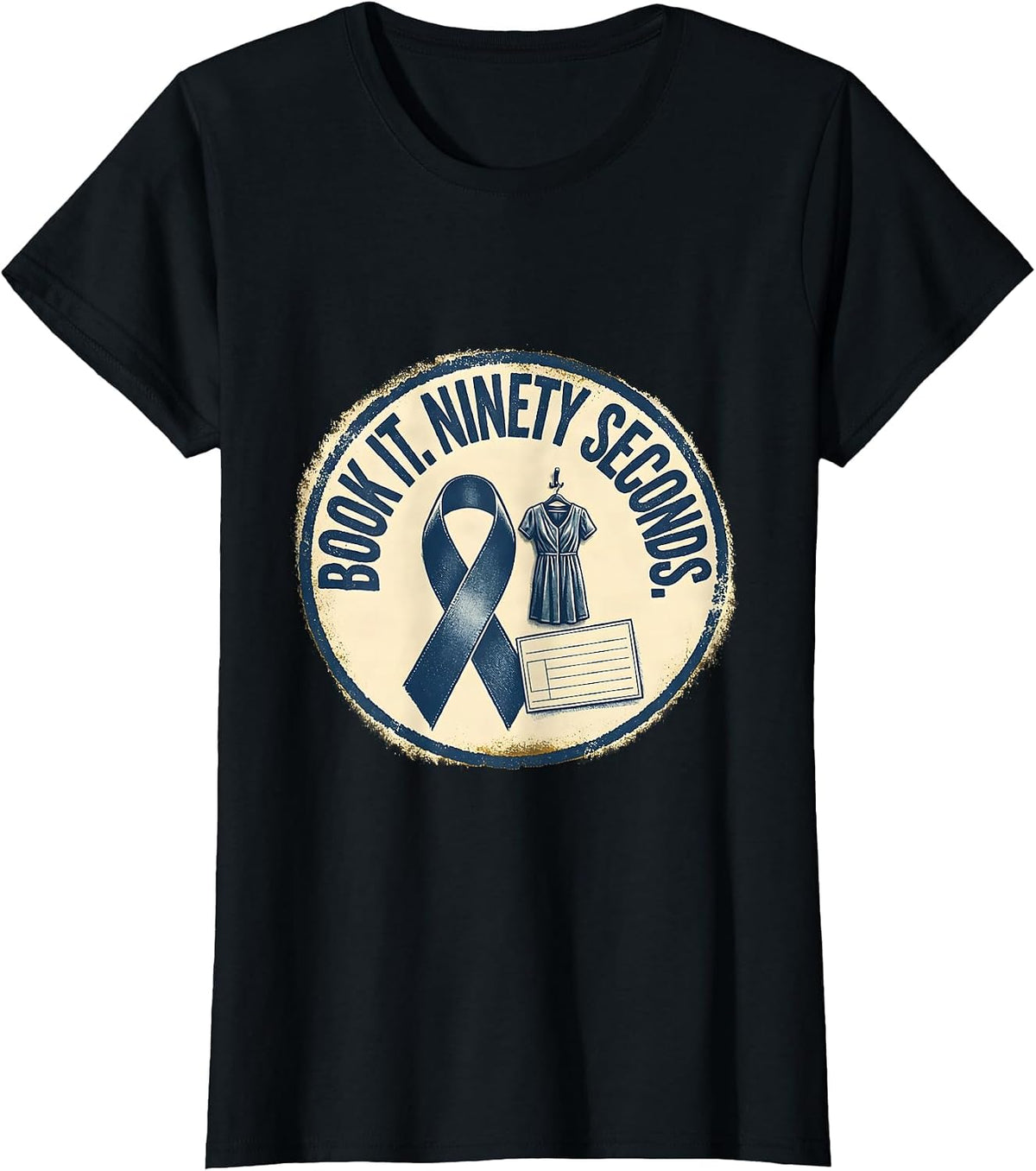 Women's Book It Ninety Seconds Rubber Stamp Mammography Tech T-Shirt - Black