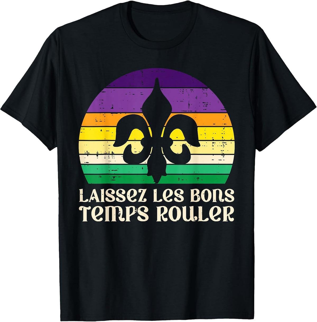 Laissez Les Bons Temps Rouler Fleur Lis Mardi Gras Women T-Shirt - Black