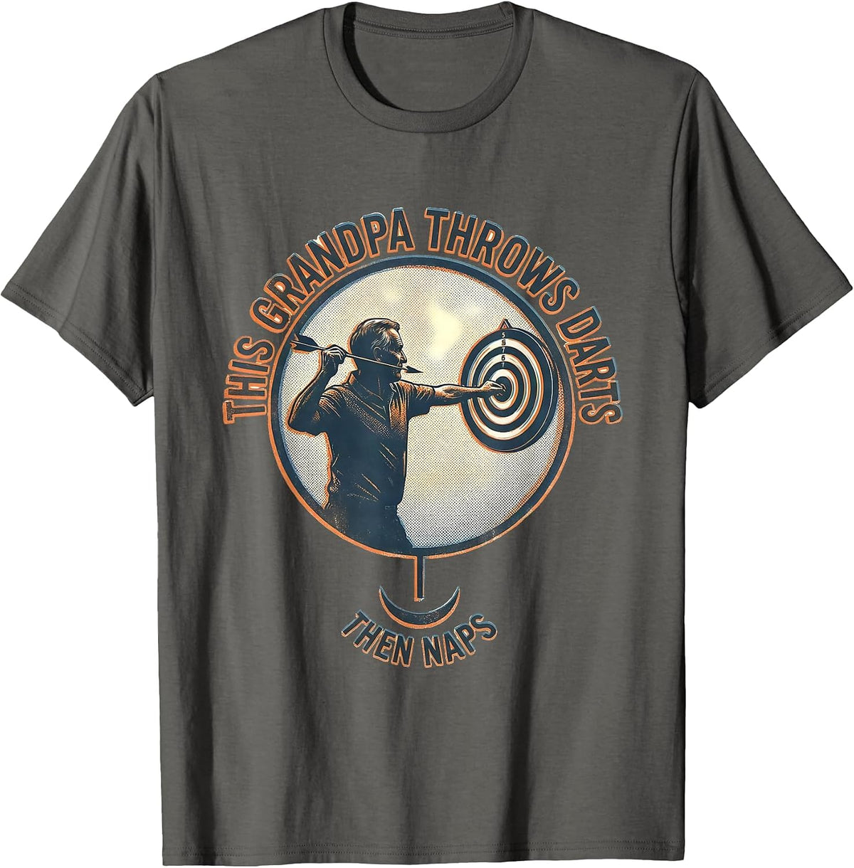 This Grandpa Throws Darts Then Naps Funny Grandpa Gift T-Shirt - Asphalt Grey