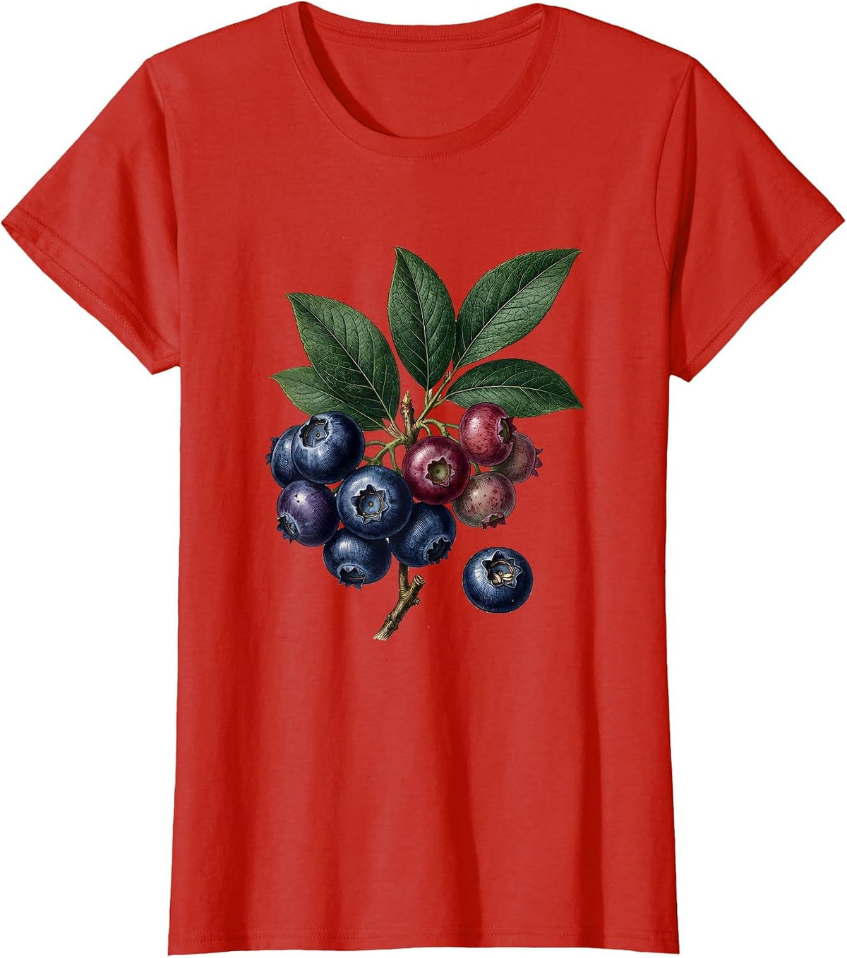 Women's Red White and Blueberry Patriotic Star Design T-Shirt - Red