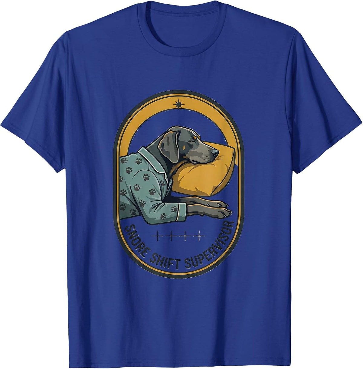 Men's Snore Shift Supervisor Funny Sleepy Weimaraner Pajama Men T-Shirt - Royal Blue
