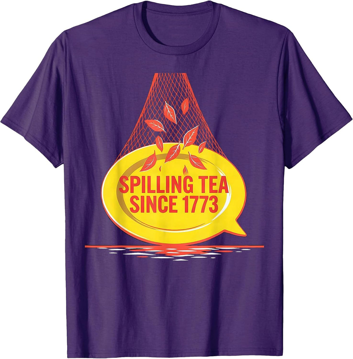 Men's Spilling Tea Since 1773 History Teacher Funny 4th July T-Shirt - Purple