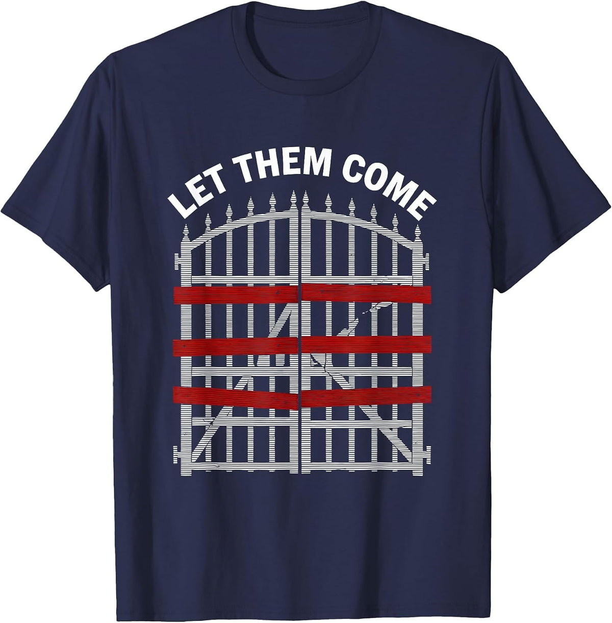 Let Them Come Bold Statement Graphic Design T-Shirt - Navy Blue