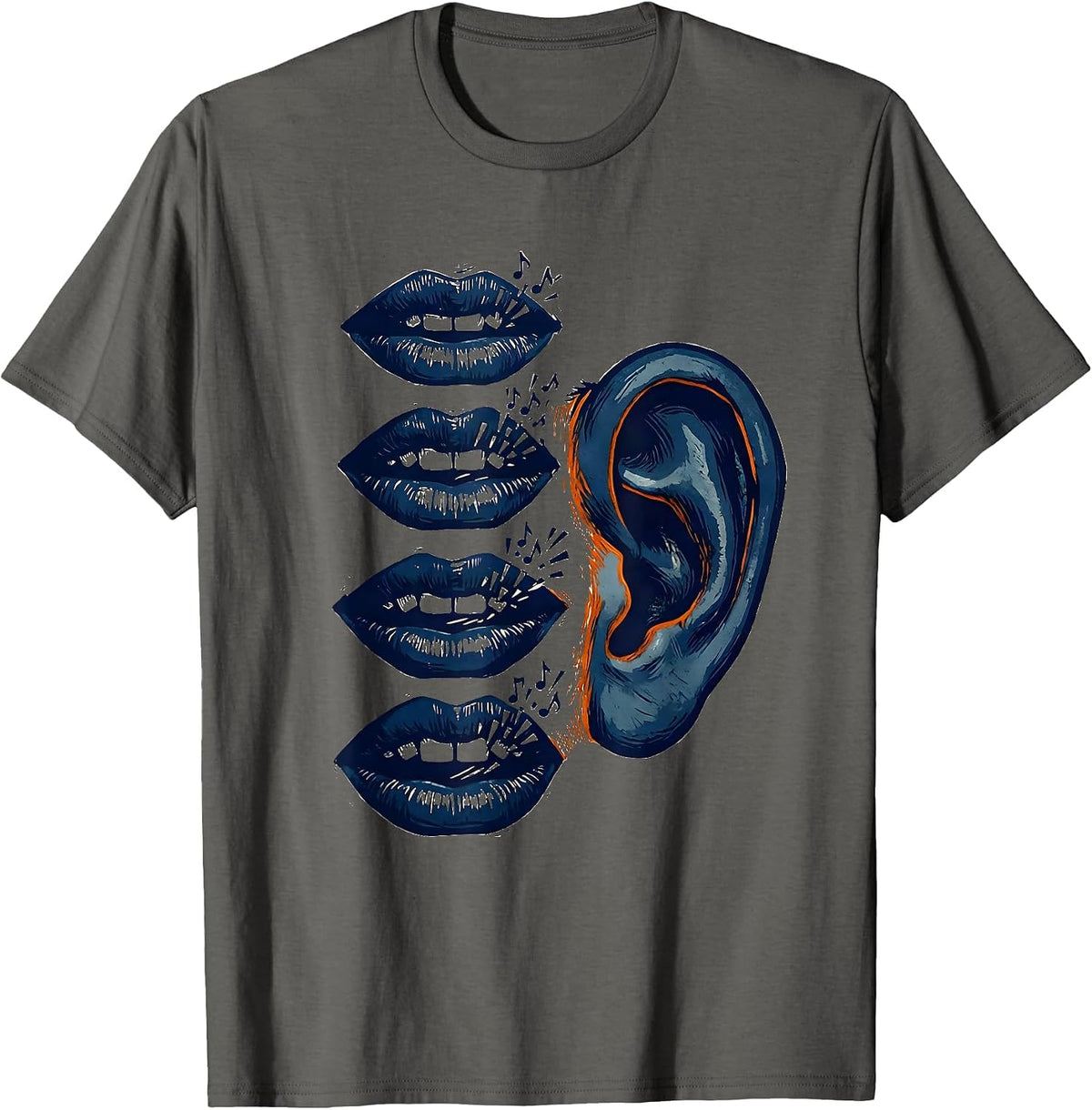 Men's Child Speech Sound Awareness Linocut SLP Gift T-Shirt - Asphalt Grey