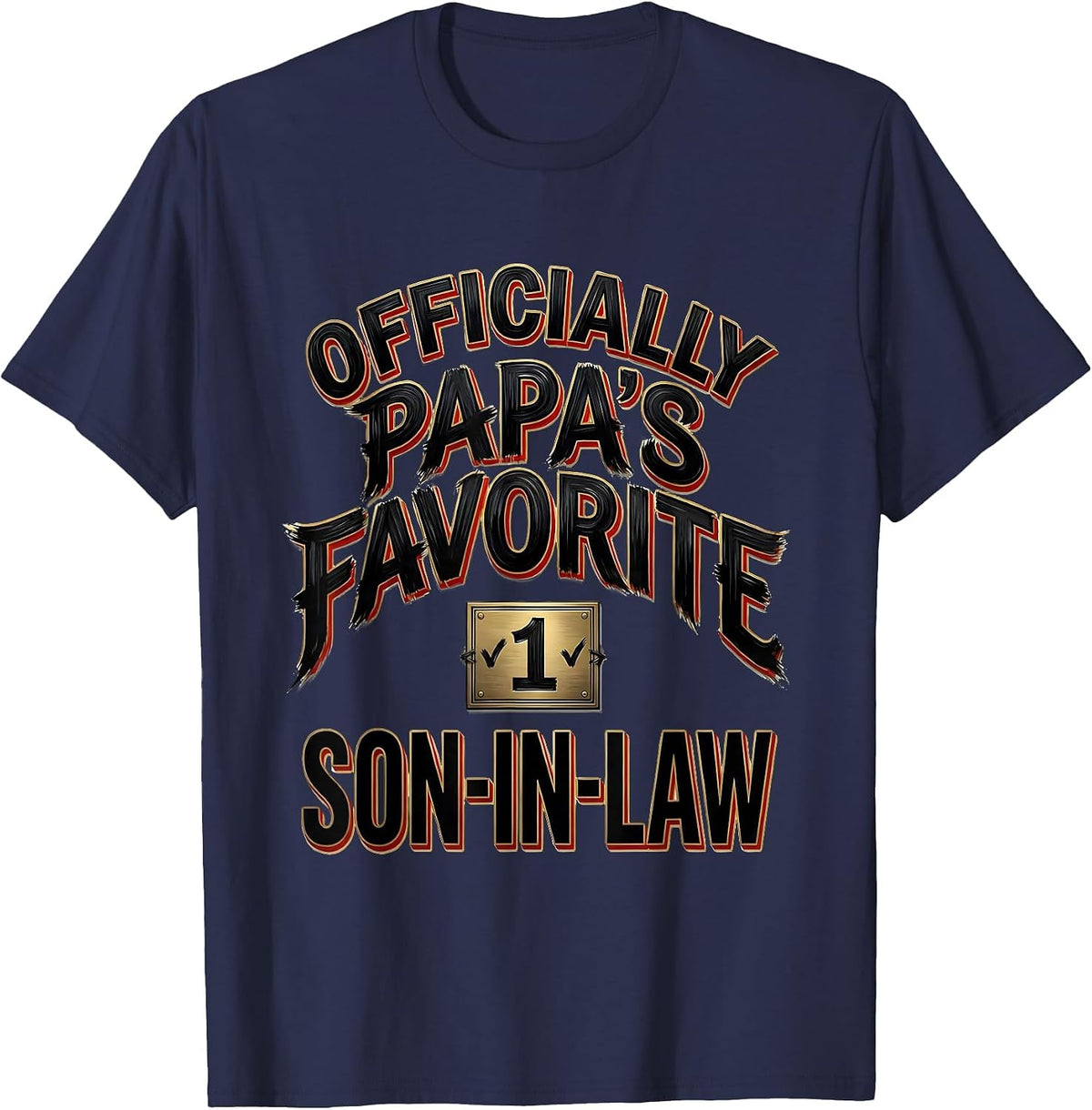 Officially Papa's Favorite Son-In-Law Funny Family Role Gift T-Shirt - Navy Blue