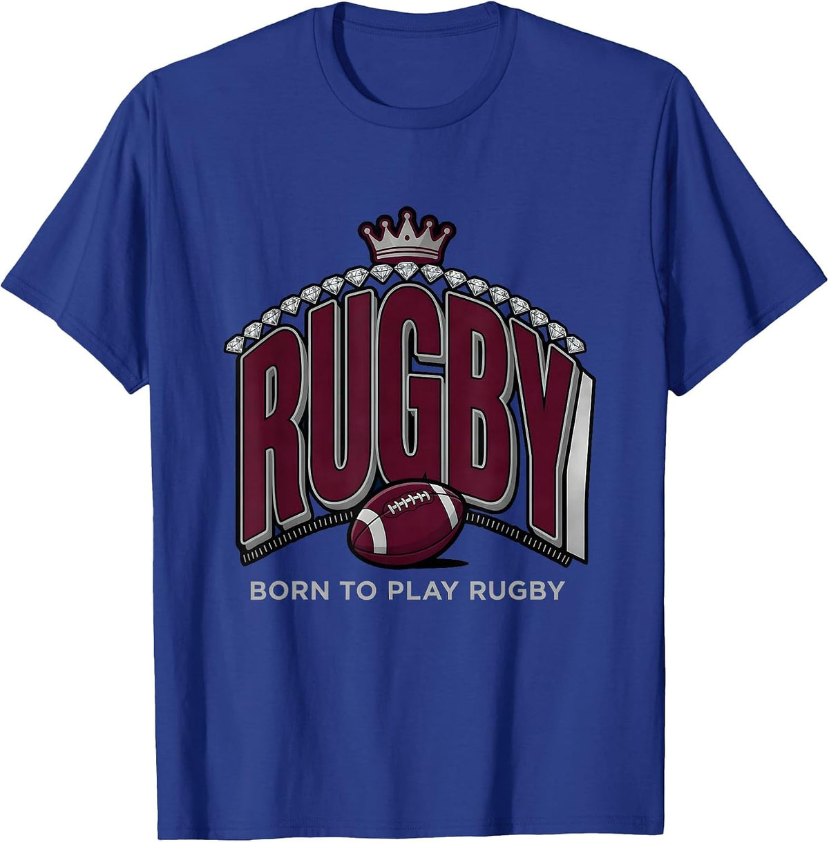 Born to Play Rugby Graphic Design T-Shirt - Royal Blue