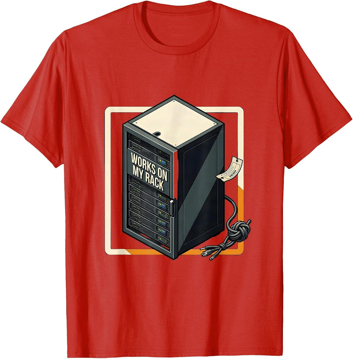 Men's Works On My Rack Funny IT Tech Support Programmer Humor T-Shirt - Red