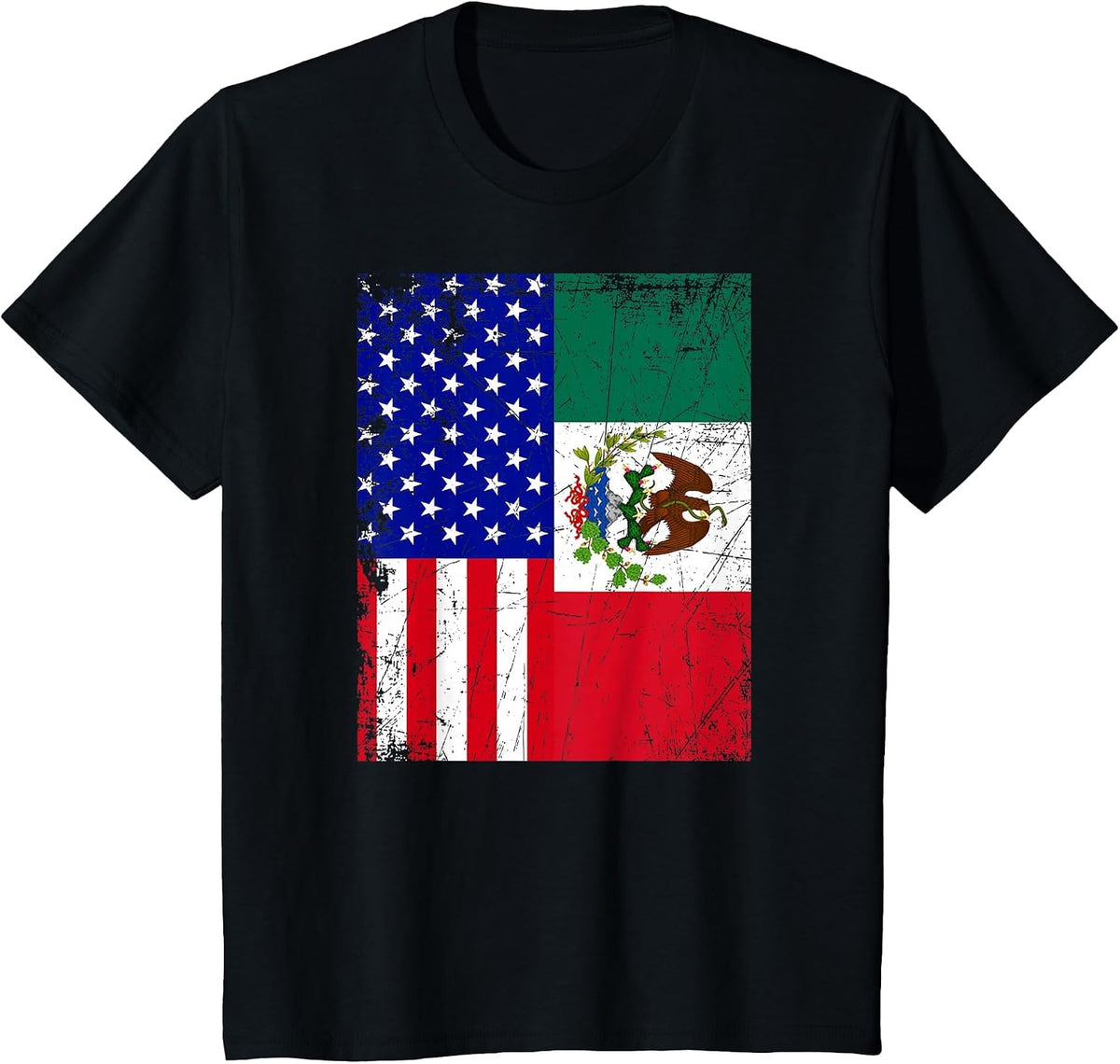 Mexican American Flag Shirt | Half Mexico Half USA T-Shirt T-Shirt - Black