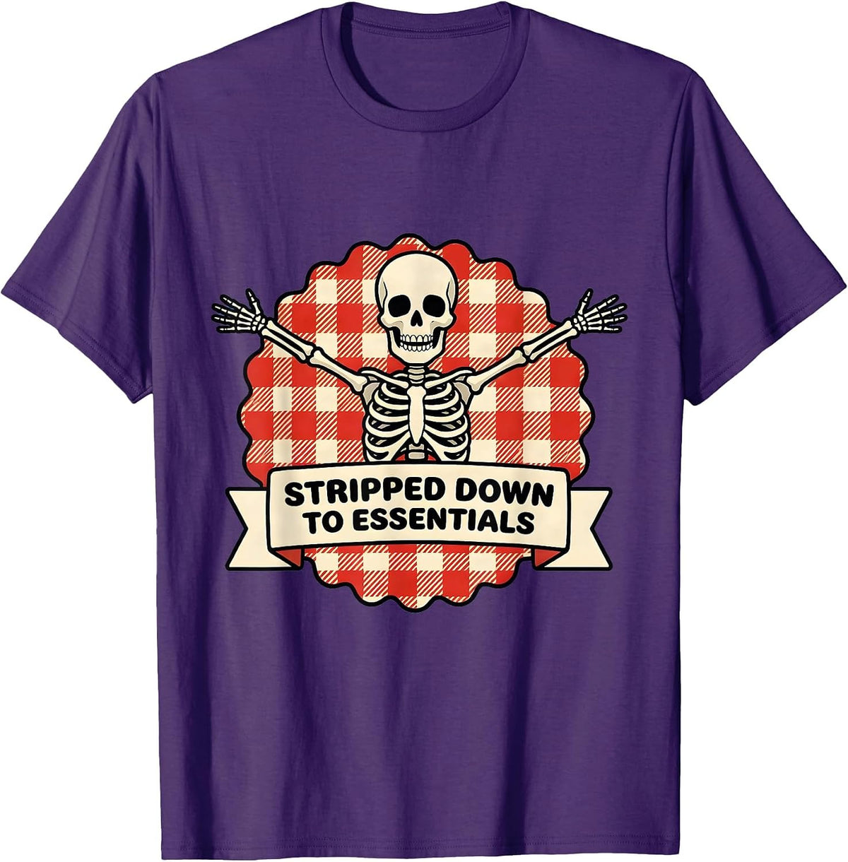 Skeleton Stripped Down to Essentials Graphic T-Shirt - Purple