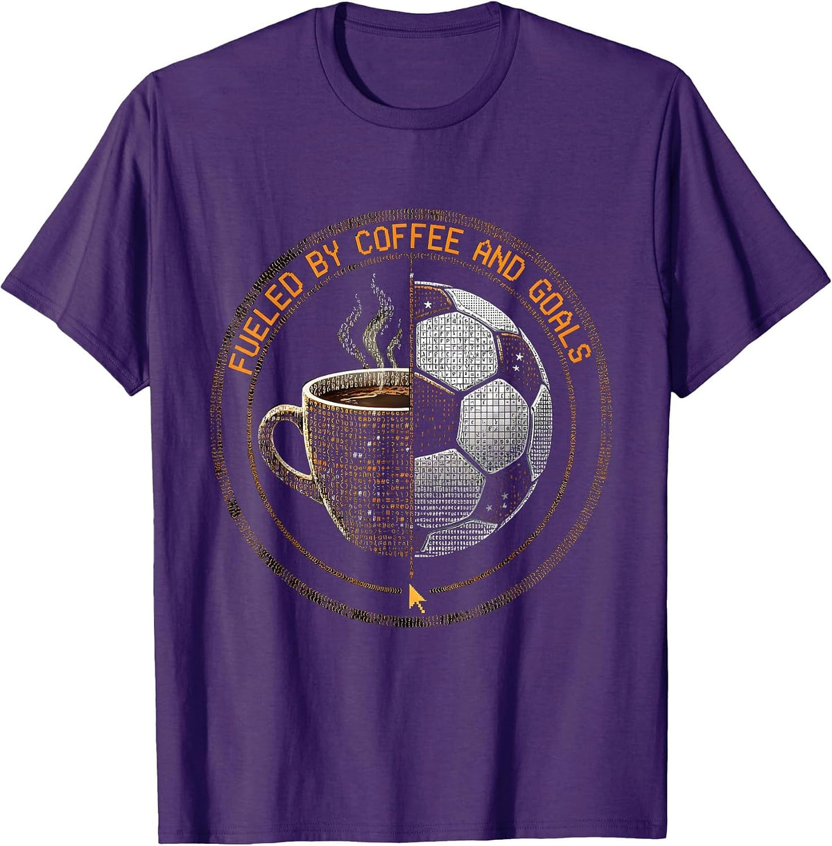 Men's Fueled by Coffee and Goals Soccer Dad Design T-Shirt - Purple