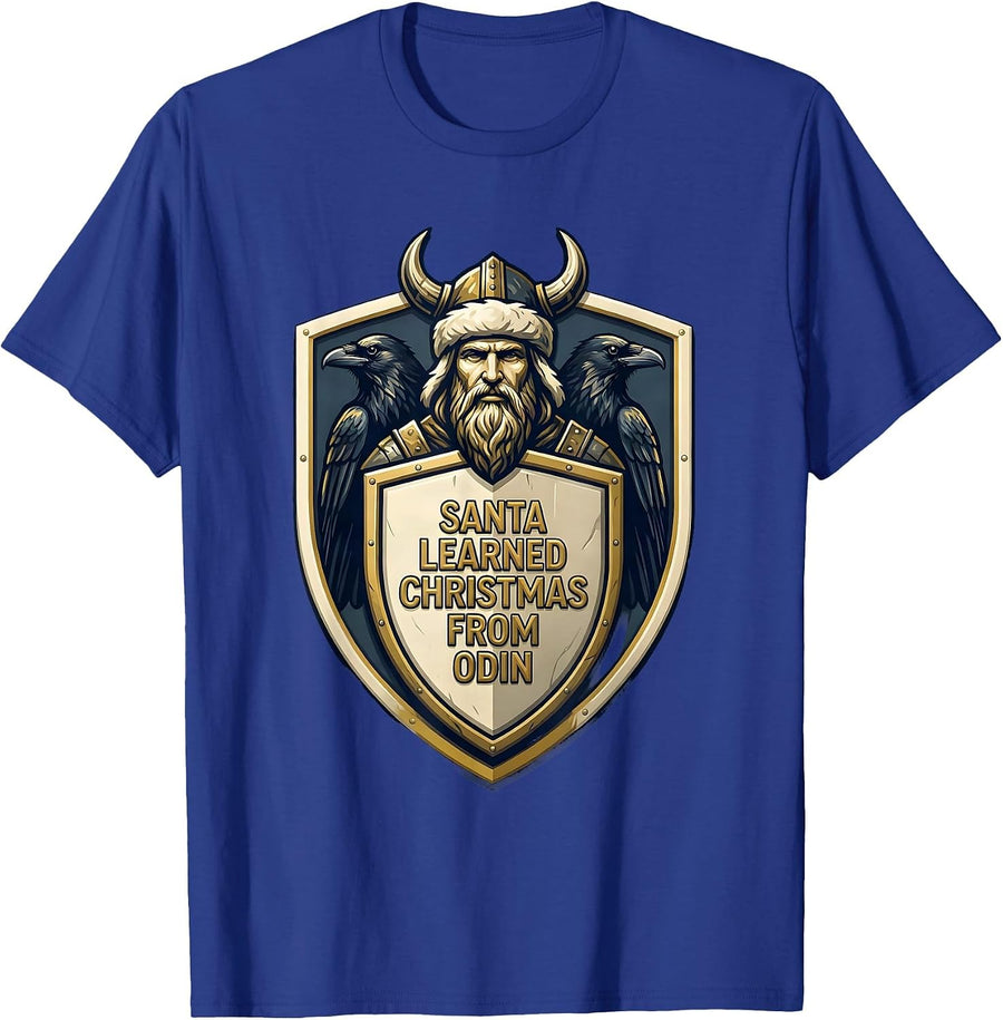 Santa Learned Christmas From Odin Viking Norse Holiday T-Shirt - Royal Blue