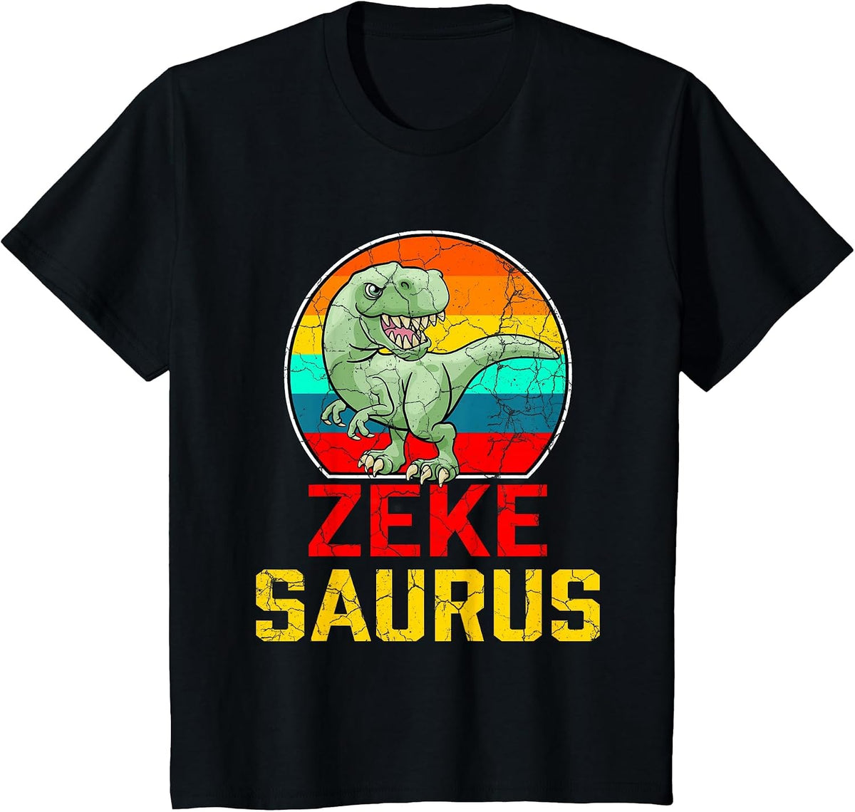 Zeke Saurus Family Reunion Last Name Team Funny Custom T-Shirt - Black