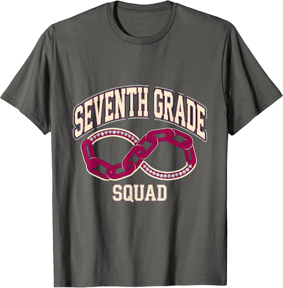 Seventh Grade Squad Sparkle Varsity Teacher Crew First Day T-Shirt - Asphalt Grey