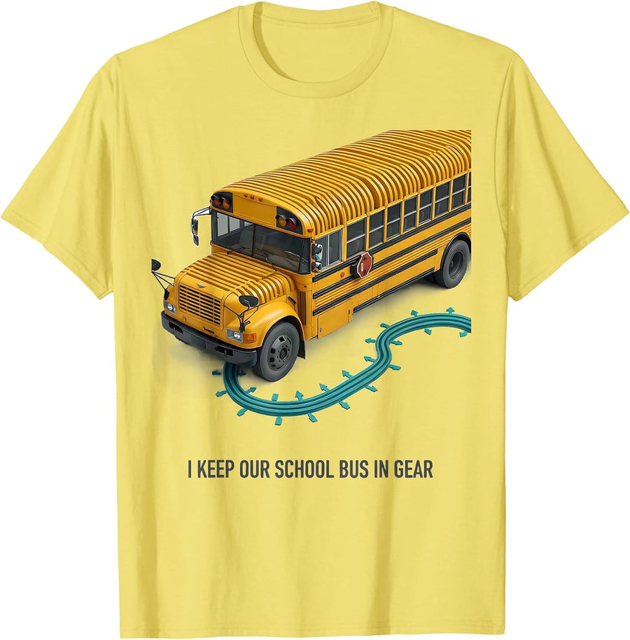 Men's I Keep Our School Bus In Gear Funny School Bus Driver T-Shirt - Lemon Yellow