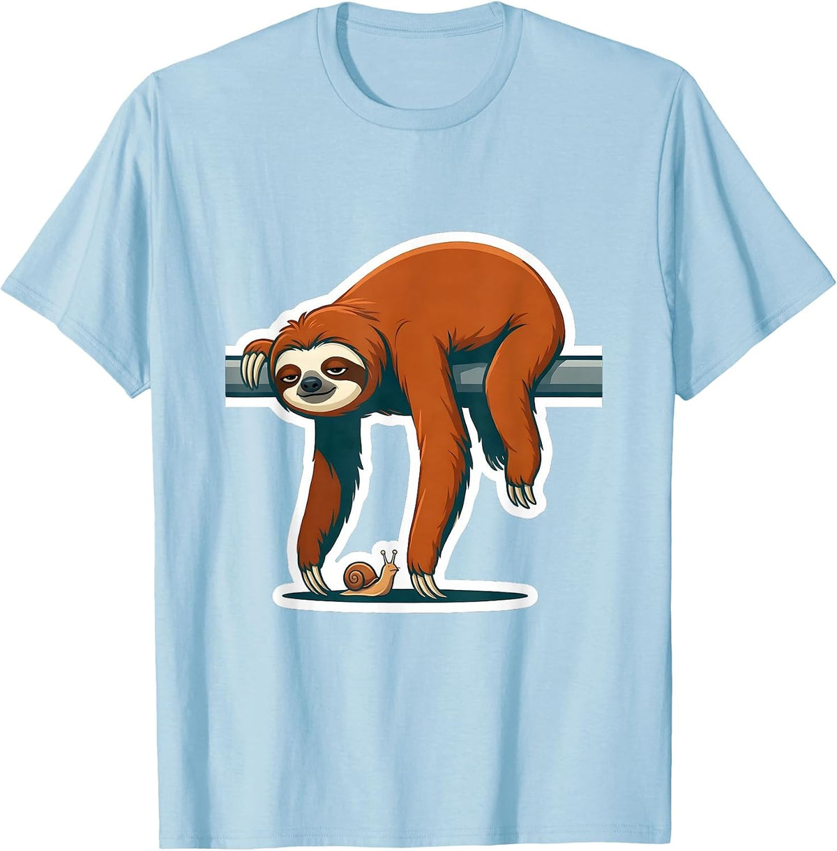 Men's Compact Sloth Sticker Chill Humor Animal Lover T-Shirt - Baby Blue