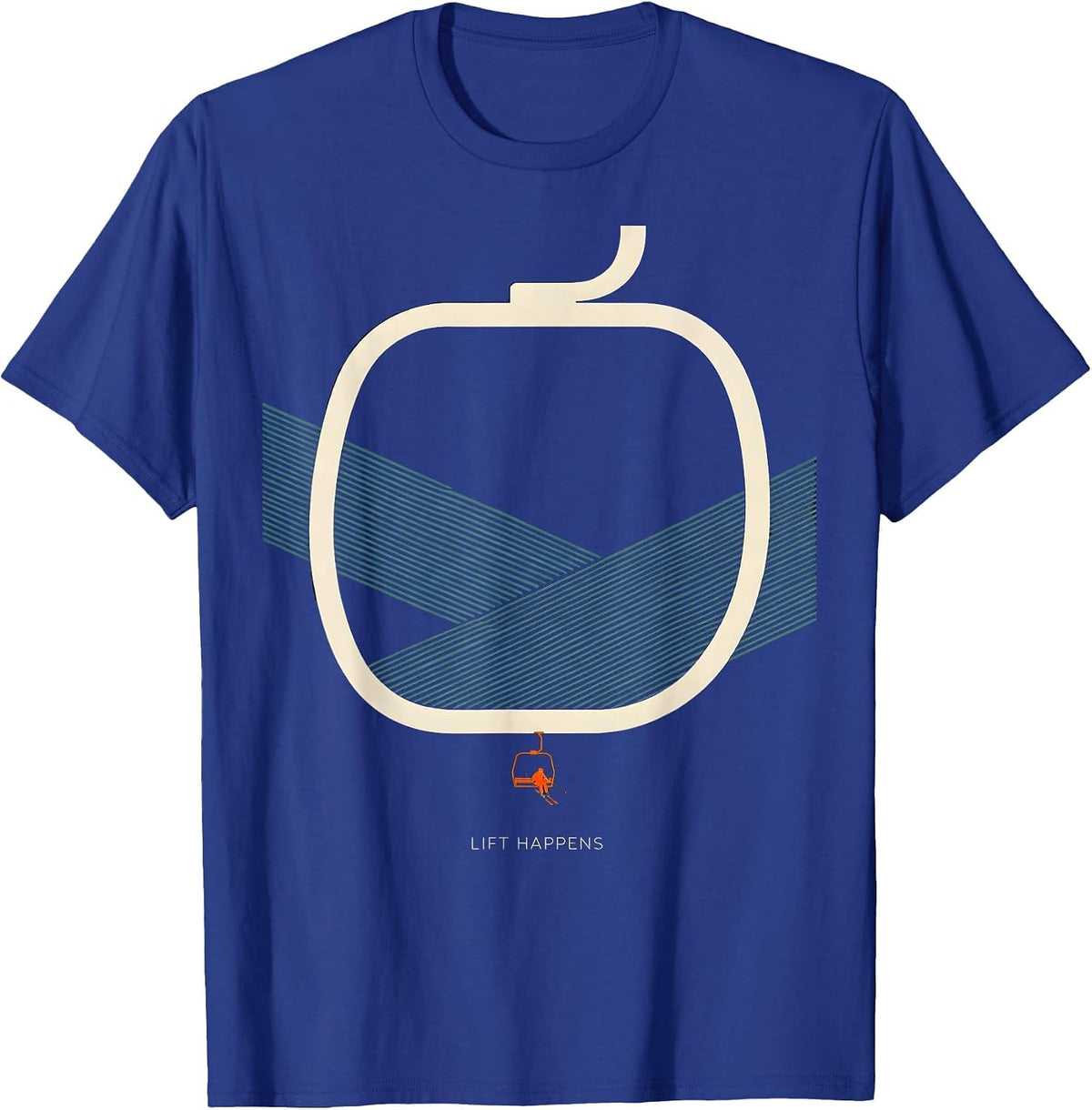 Men's Lift Happens Editorial Conceptual Skiing Snowboarder Humor T-Shirt - Royal Blue