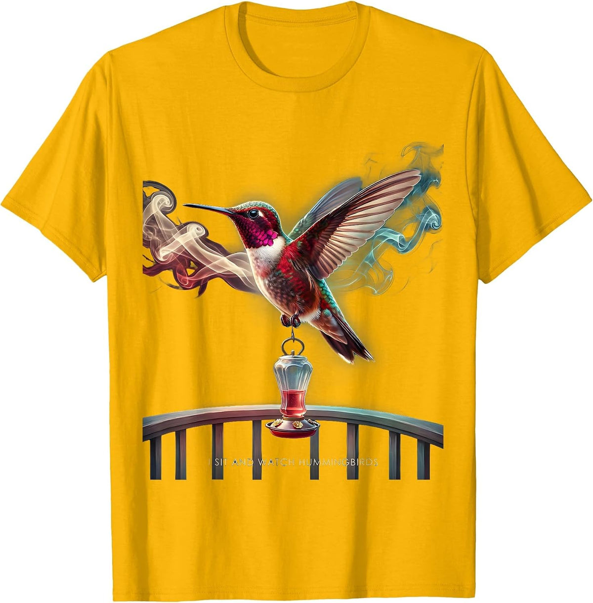 I Sit And Watch Hummingbirds Bird Lover Birdwatcher Nature T-Shirt - Golden Yellow