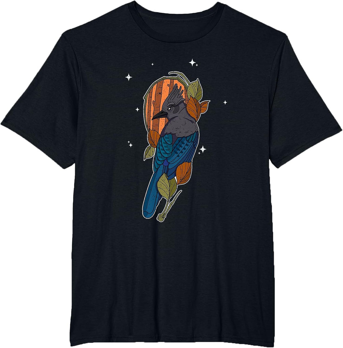 Steller’s Jay Wing Birding Birdwatching Outdoor Garden T-Shirt - Black