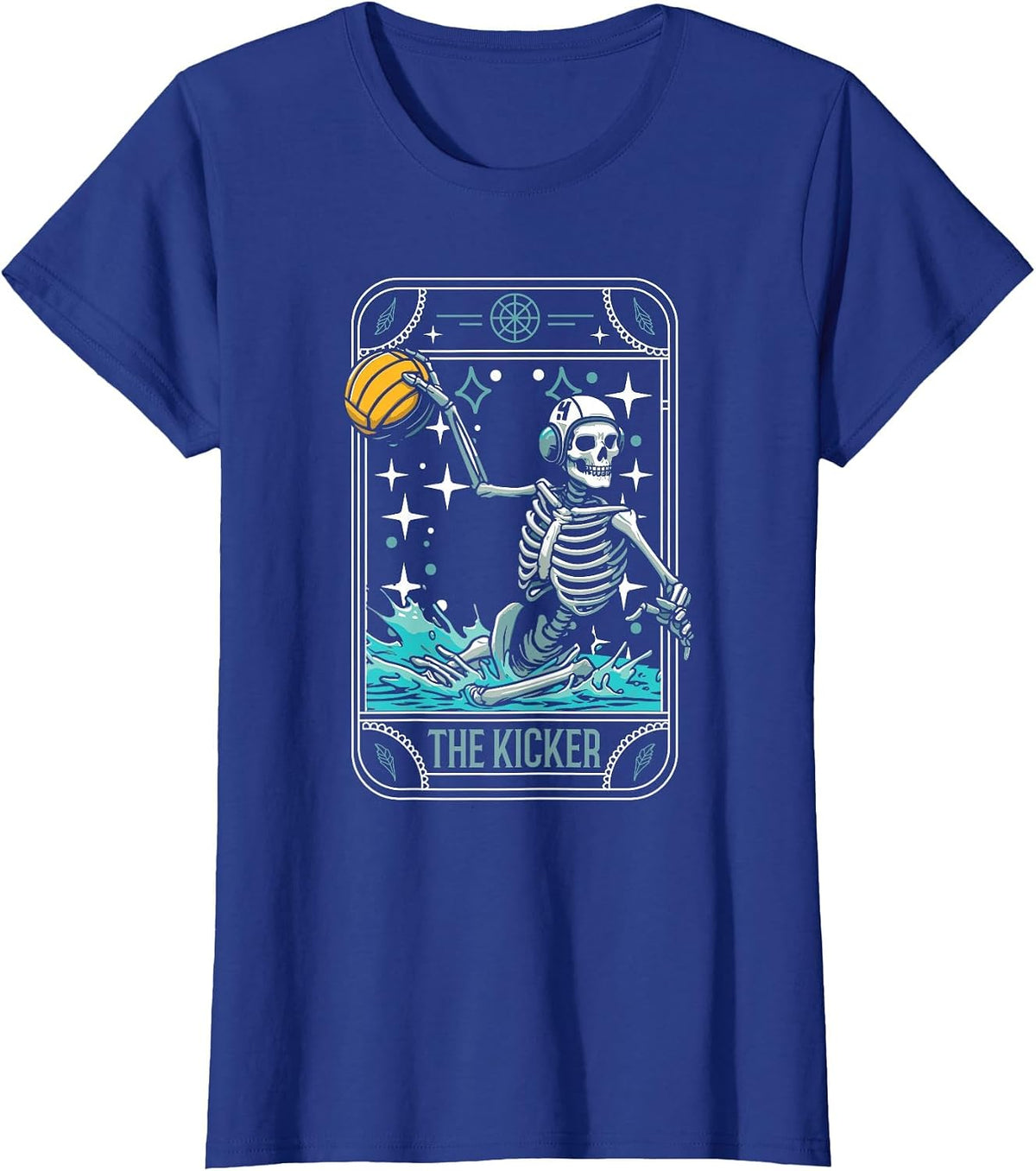 Water Polo - Player Waterpolo Sport Skeleton Tarot Card T-Shirt - Royal Blue