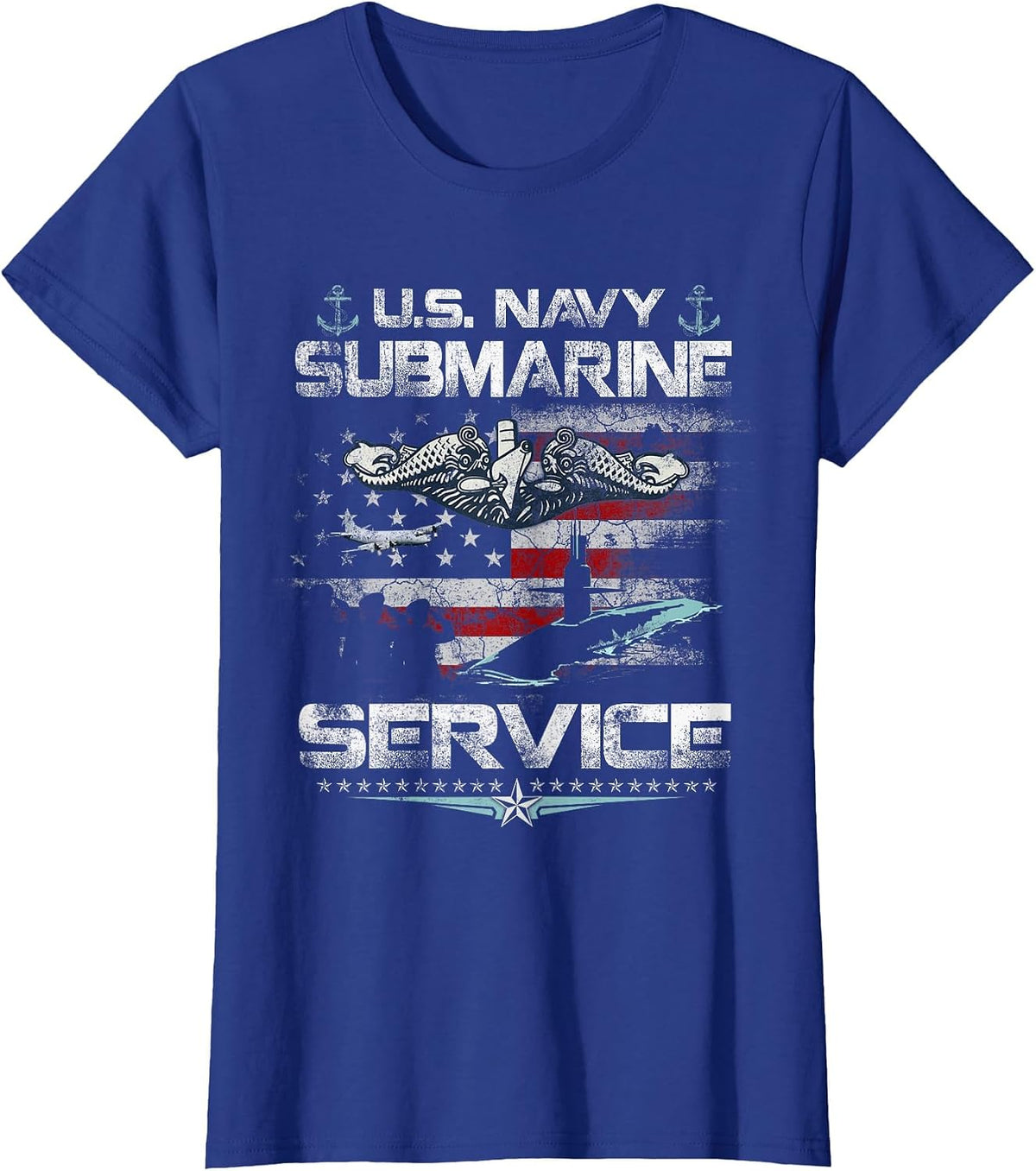 U.S Submarines Service Veteran Flag Patriotic Veterans Day T-Shirt - Royal Blue