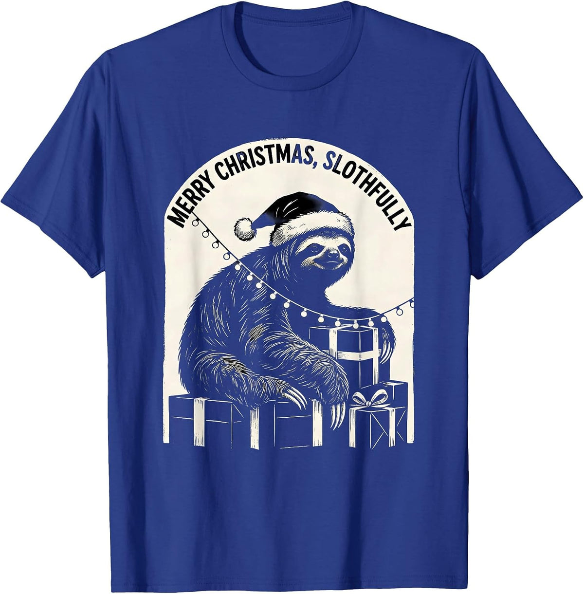 Merry Christmas, Slothfully Funny Sloth Lover Christmas T-Shirt - Royal Blue