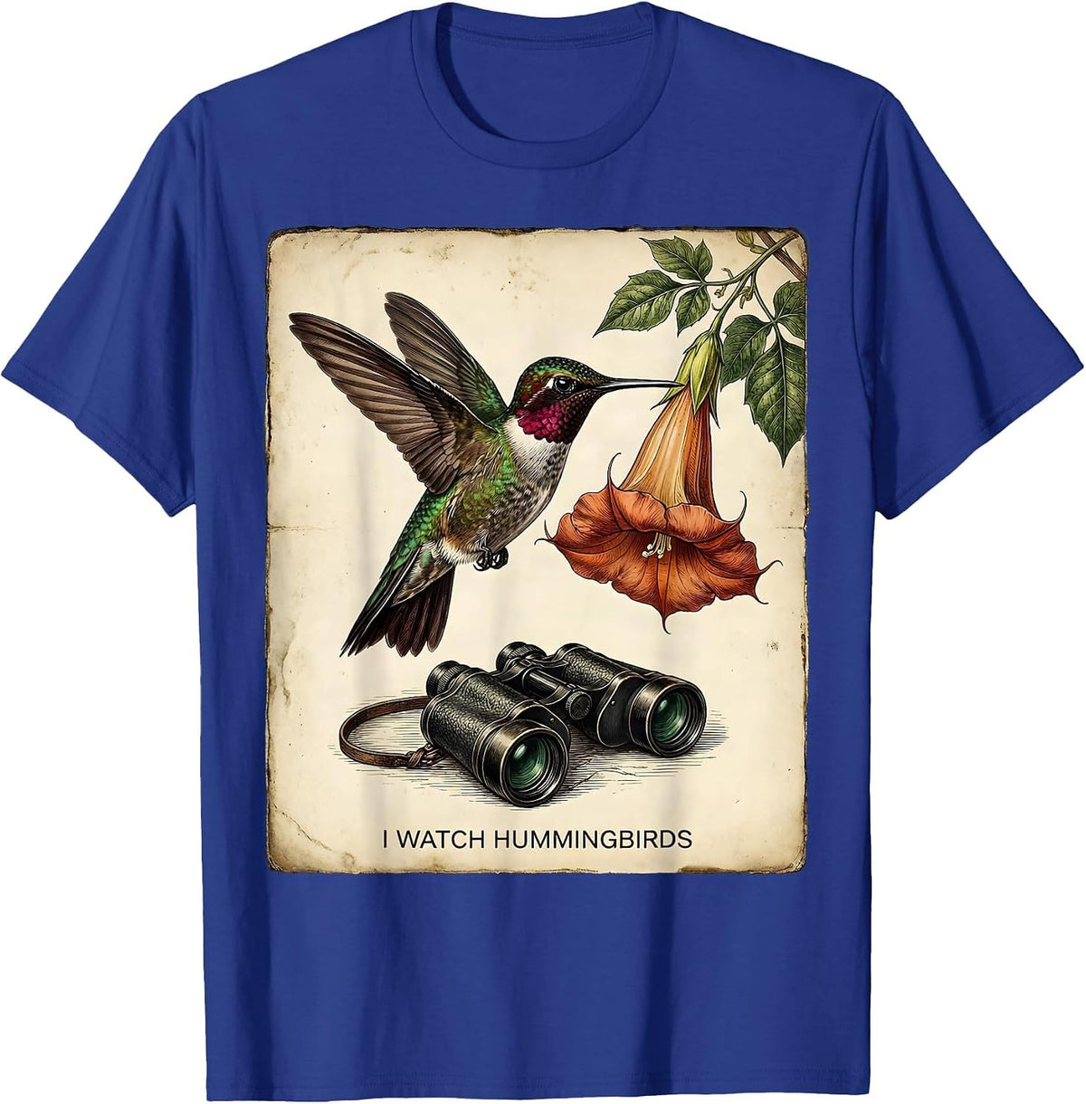 I Watch Hummingbirds Vintage Bird Lover Birdwatching Humor T-Shirt - Royal Blue
