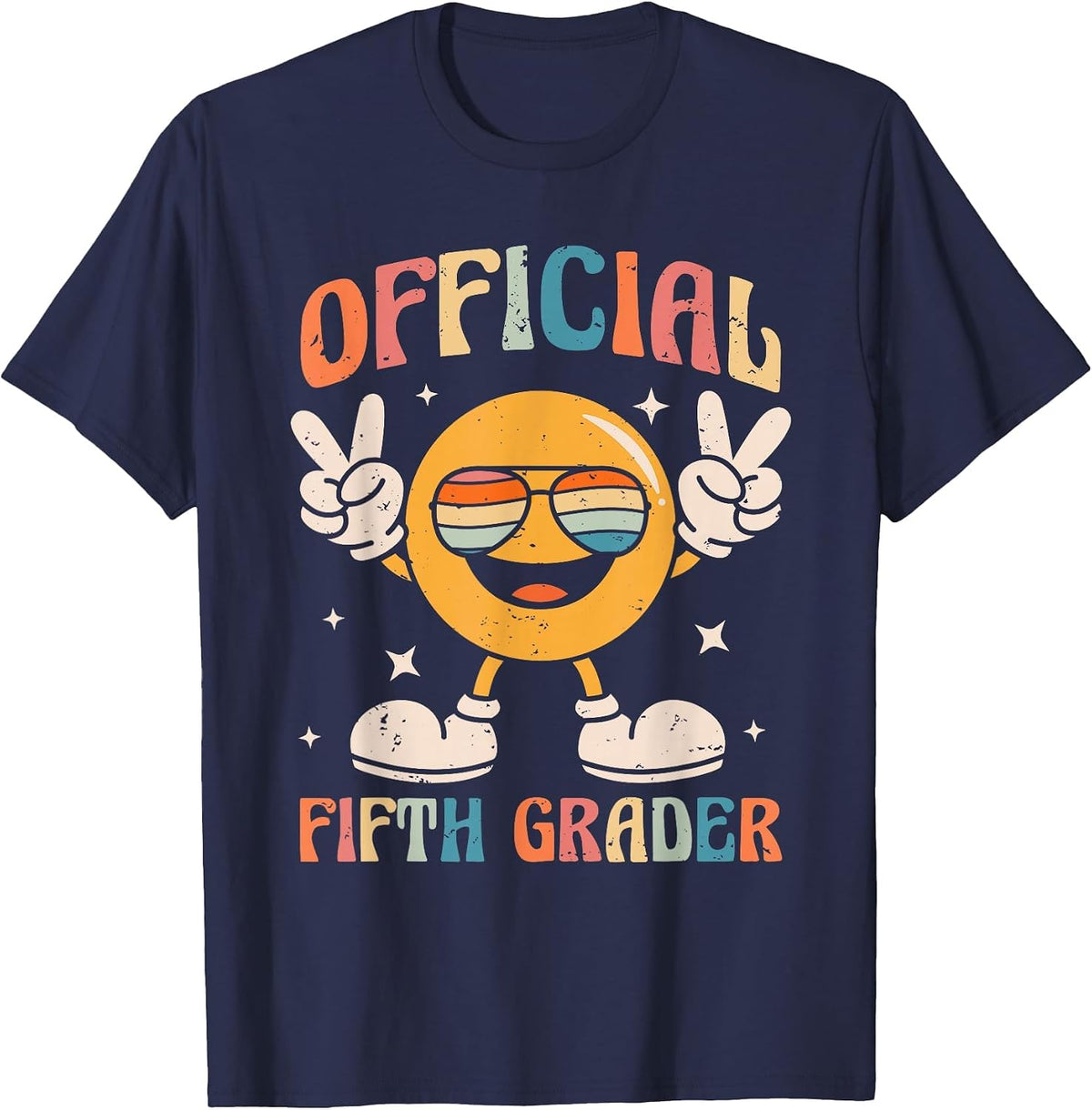 Official Fifth Grader - 5th Grade Retro Back to School Kids T-Shirt - Navy Blue