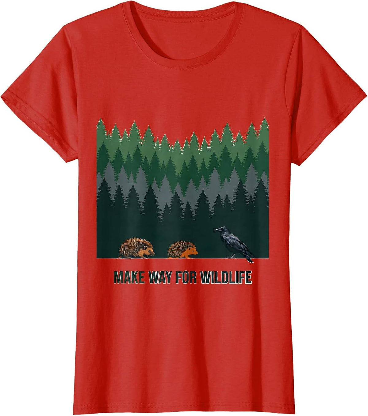 Make Way For Wildlife Nature Lover Retro Forest Wildlife T-Shirt - Red