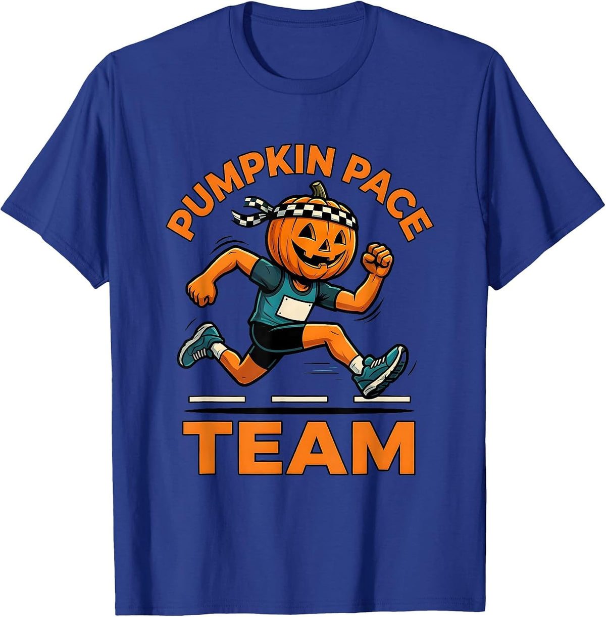 Pumpkin Pace Team Funny Runner Halloween Costume Marathon T-Shirt - Royal Blue