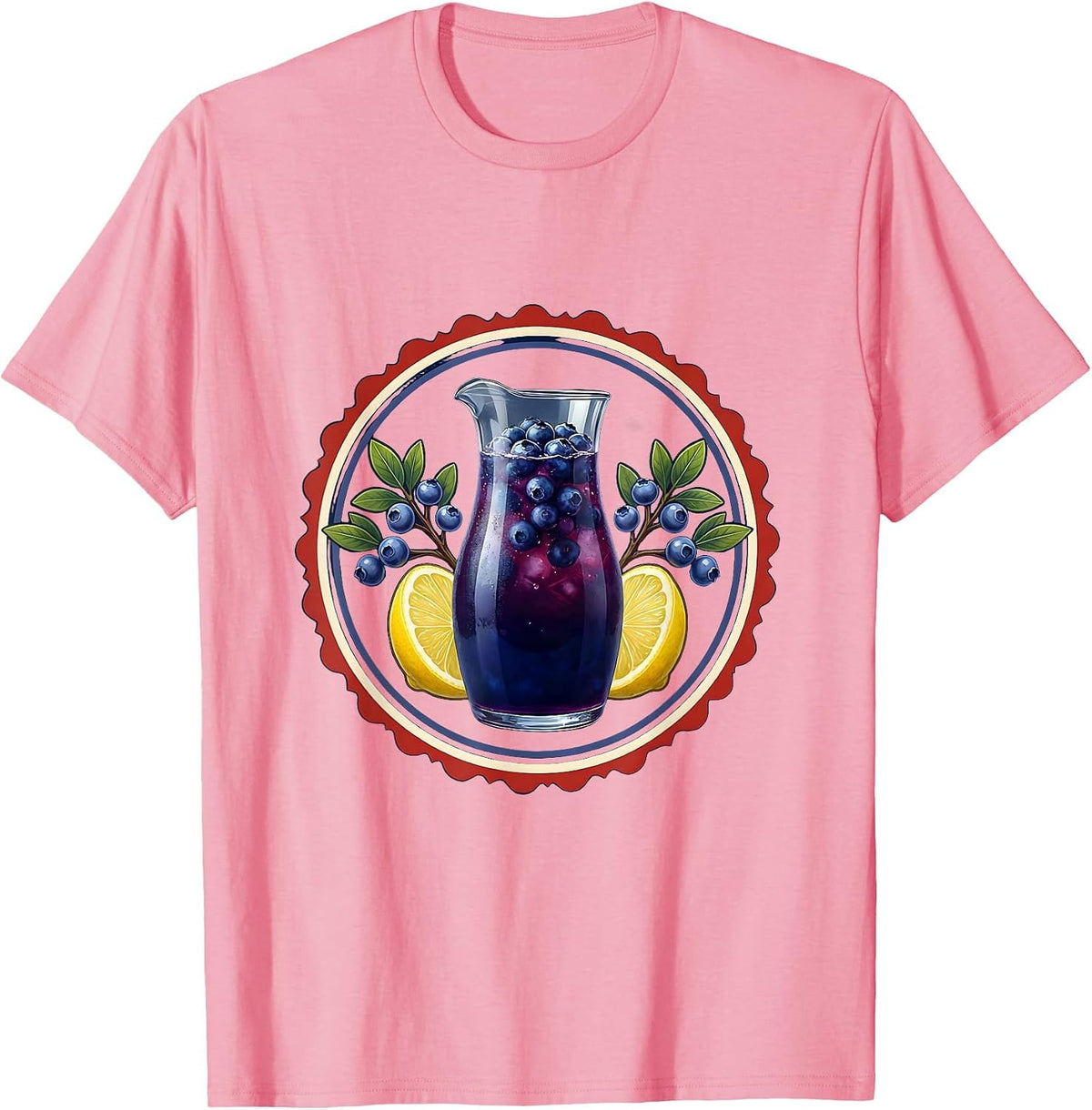 Men's Red White and Blueberries Lemonade Pitcher Graphic T-Shirt - Pink