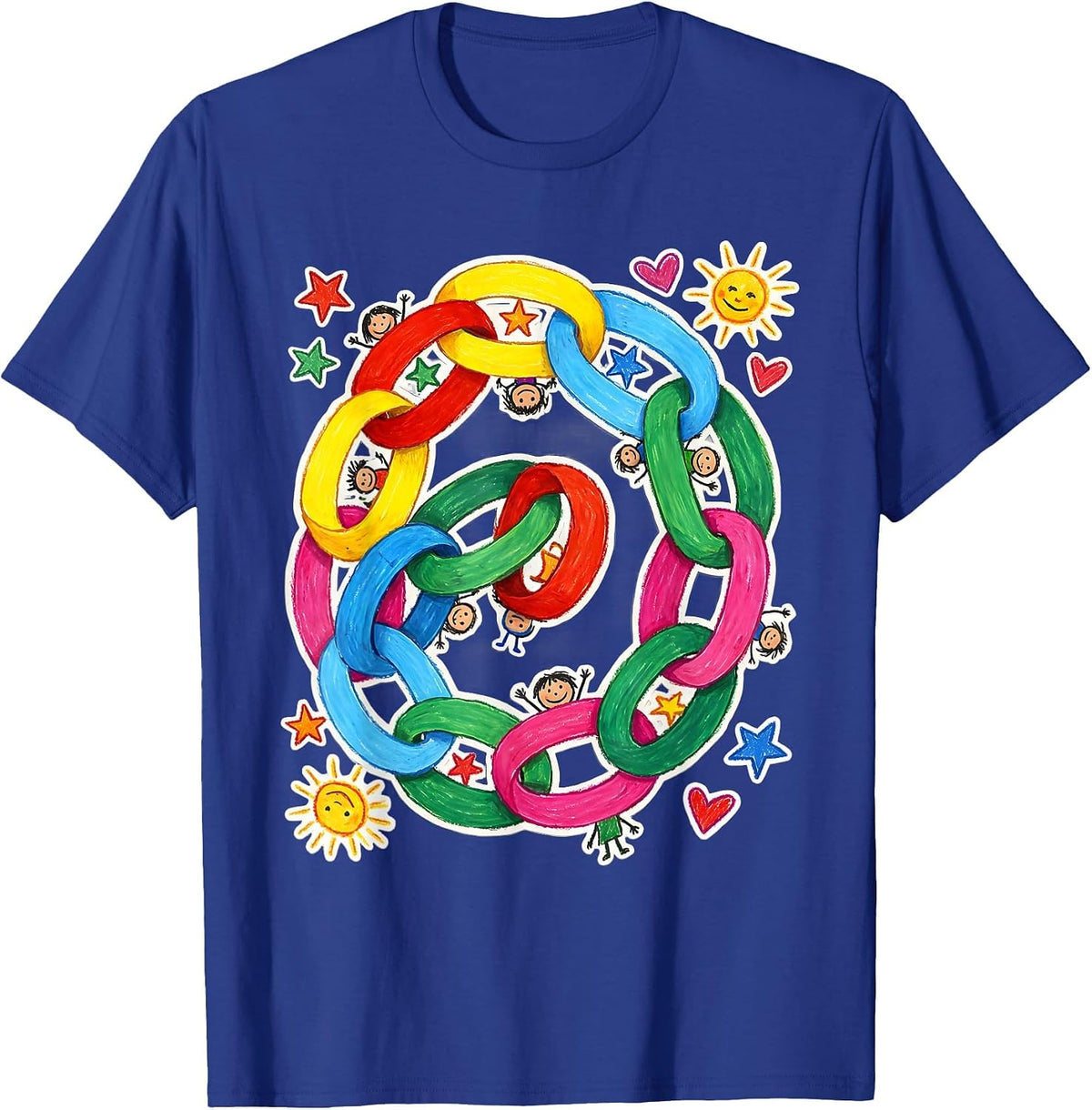Men's Kindergarten Teacher Infinite Paper Chain Art T-Shirt - Royal Blue