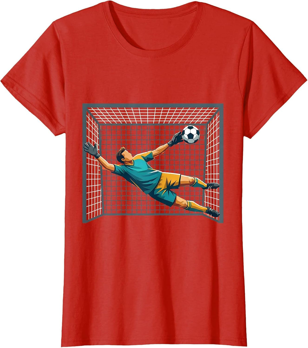 Soccer Dad Goalkeeper Diving Save Illustration T-Shirt - Red