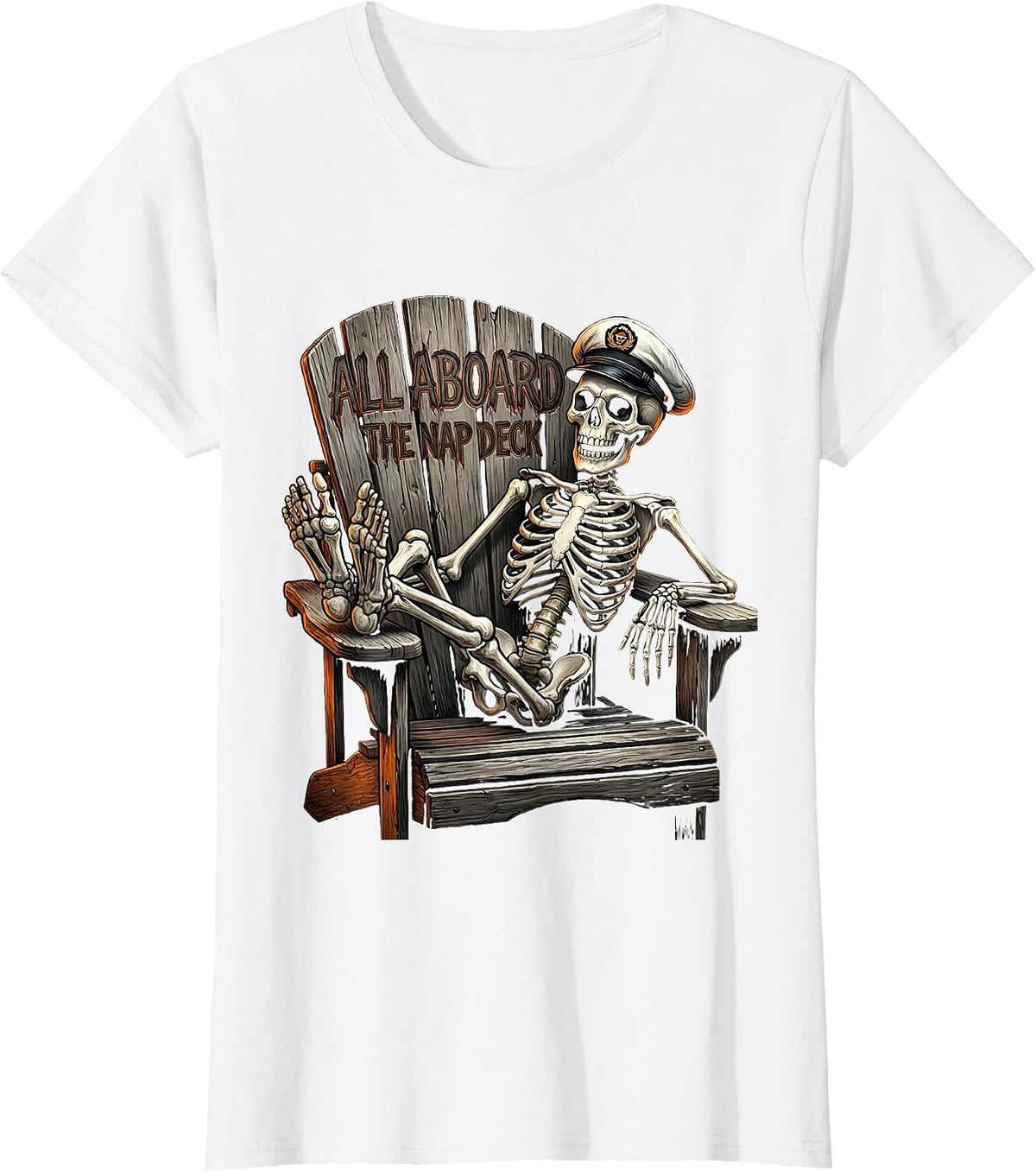 All Aboard The Nap Deck Funny Cruise Design T-Shirt - White