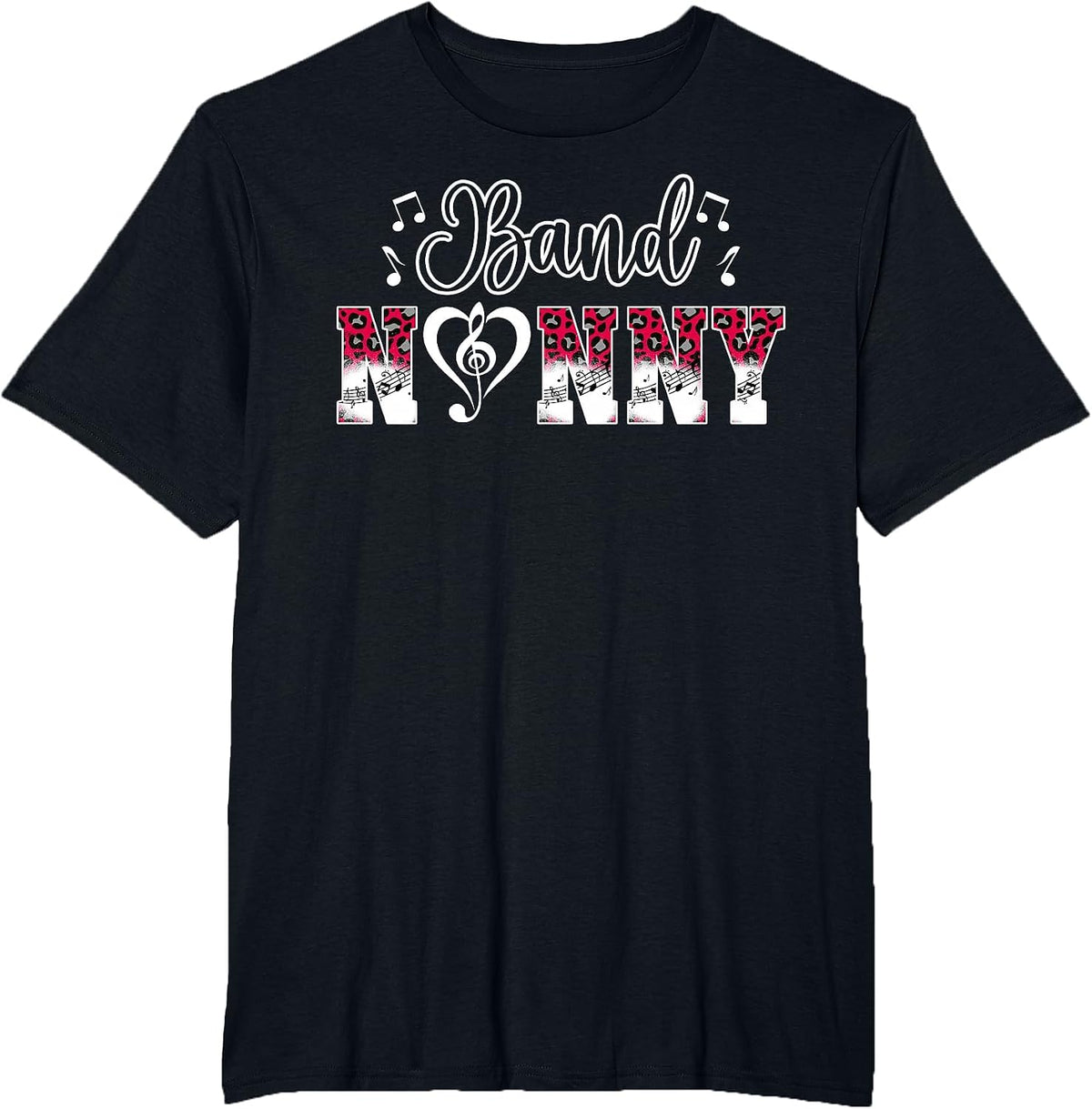 Band Nanny Leopard Marching Band Nanny Grandma T-Shirt - Black