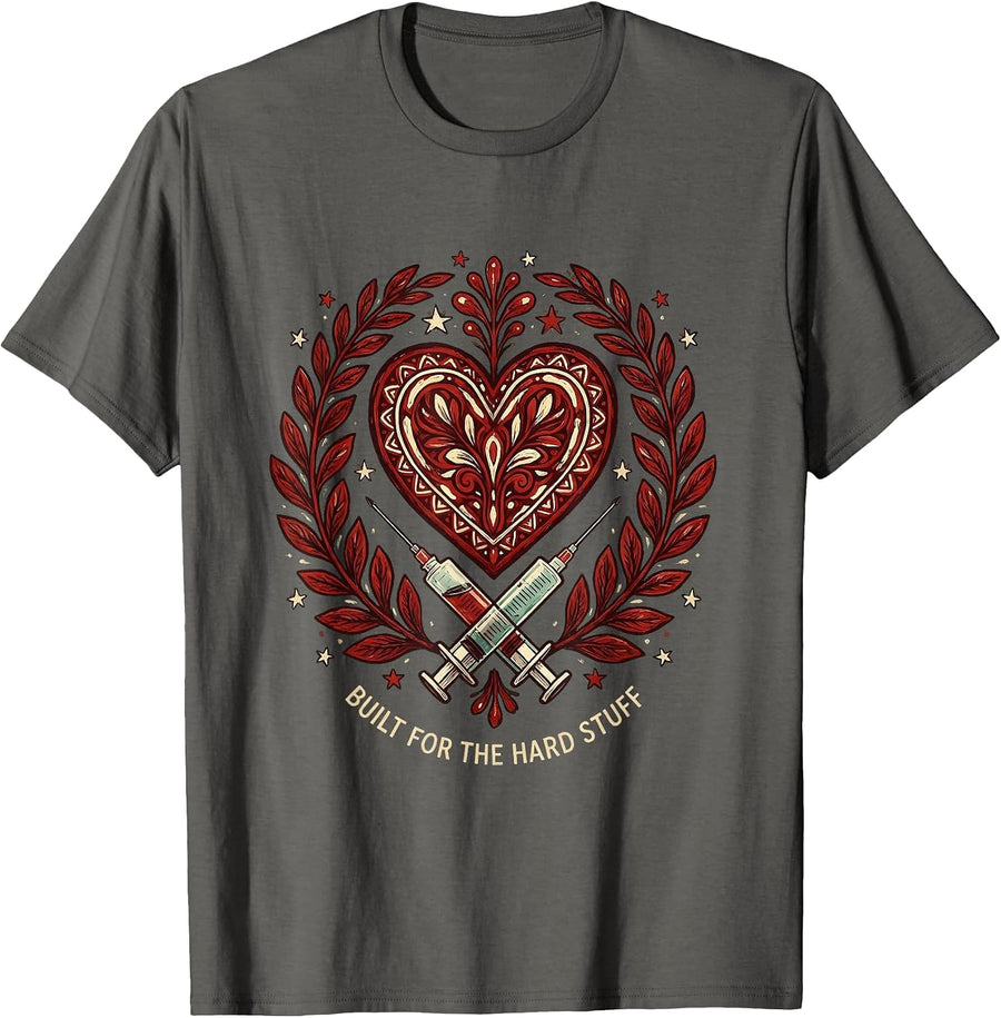 Built for the Hard Stuff Oncology Nurse Design T-Shirt - Asphalt Grey