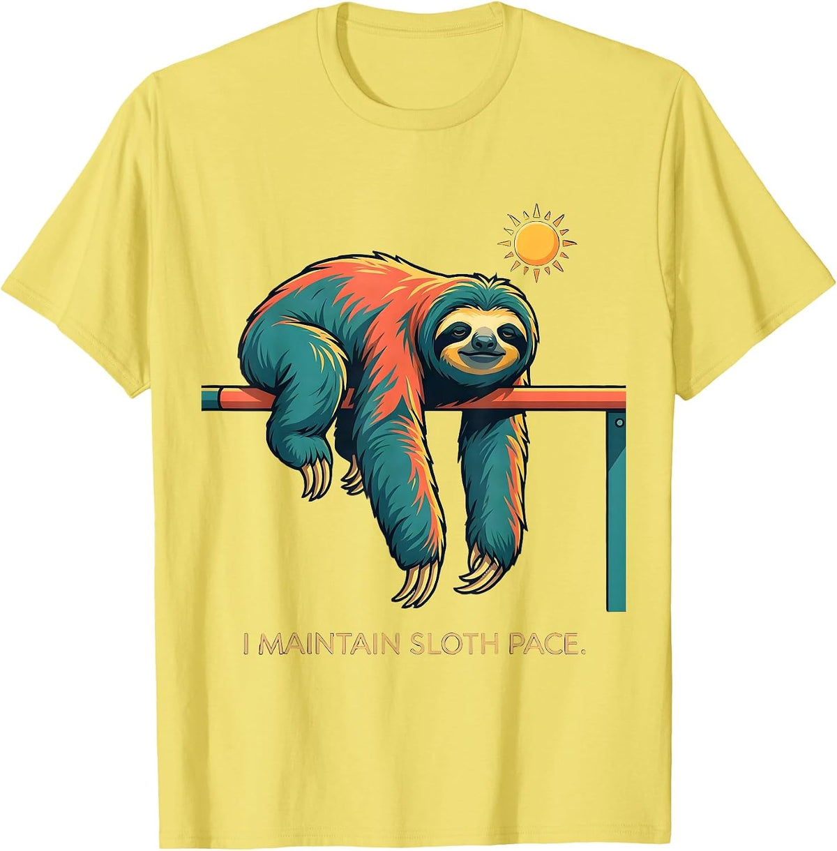 Men's I Maintain Sloth Pace Funny Sloth Lover Gift Casual Humor T-Shirt - Lemon Yellow