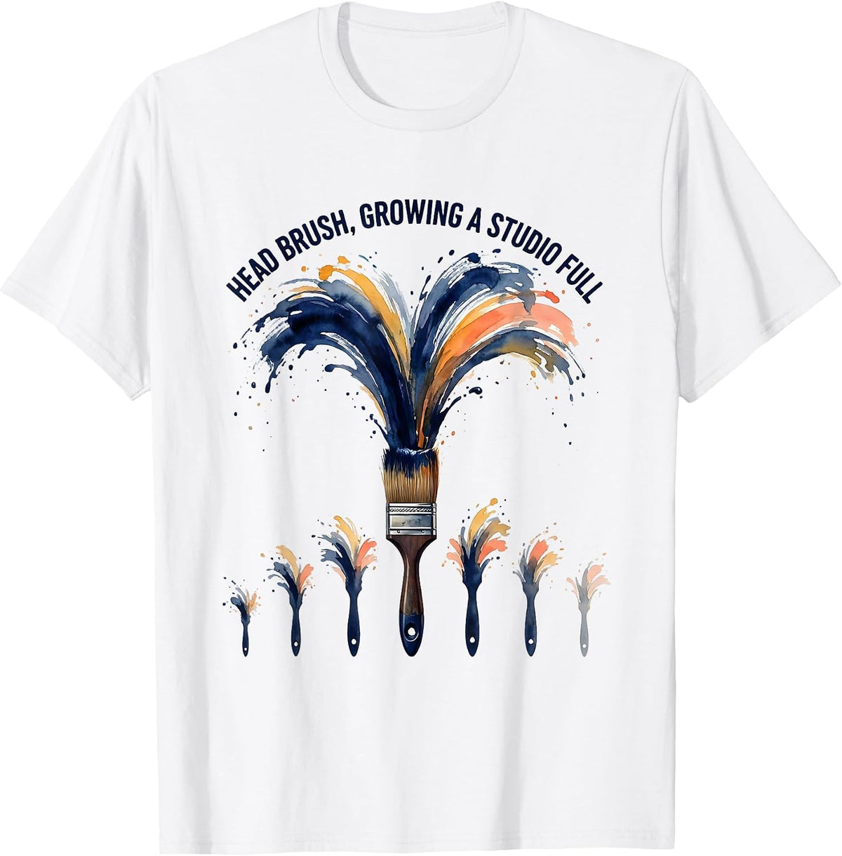 Men's Head Brush Growing A Studio Full Funny Art Teacher Painter T-Shirt - White