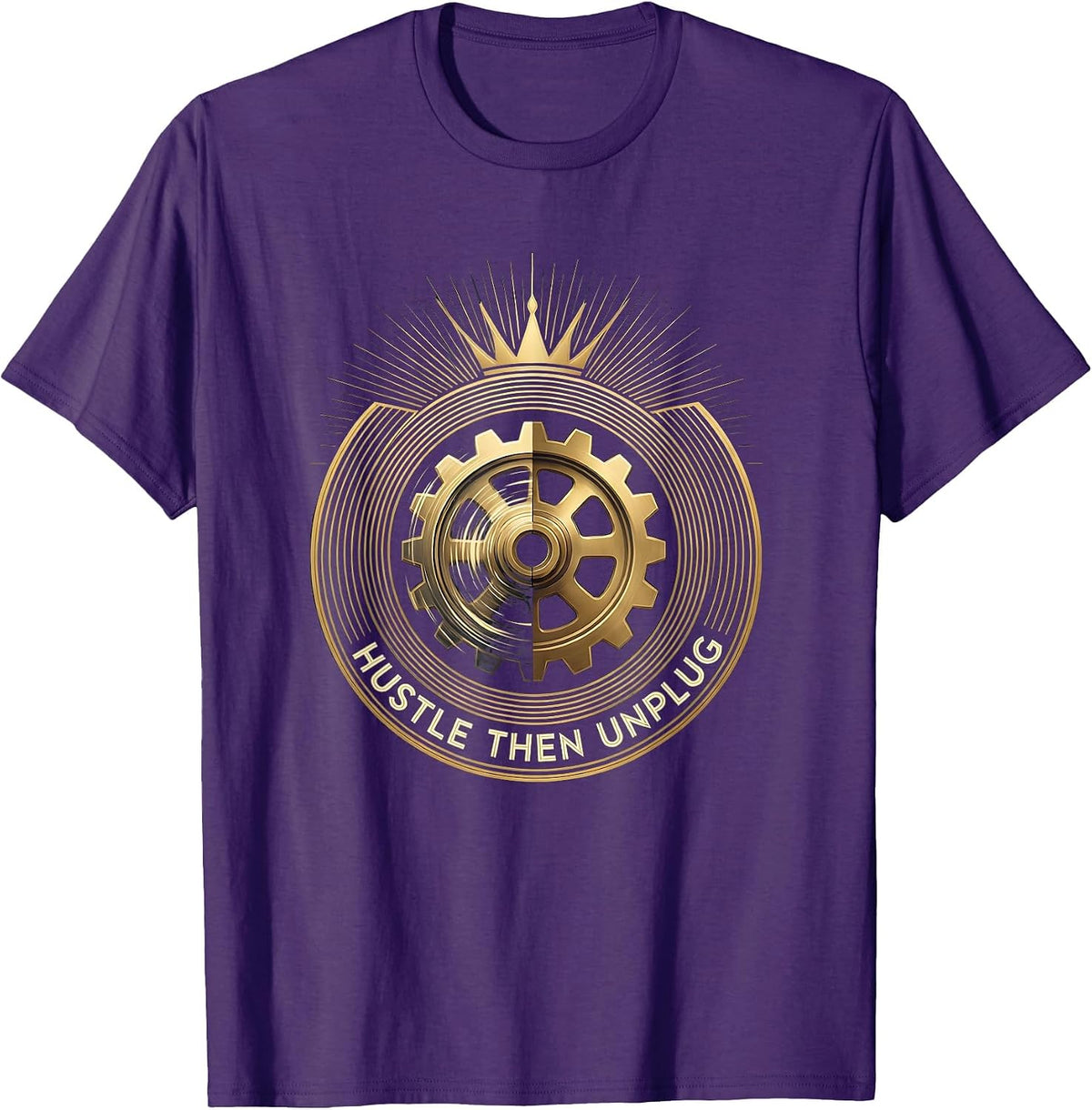 Hustle Then Unplug Labor Day Graphic Design T-Shirt - Purple