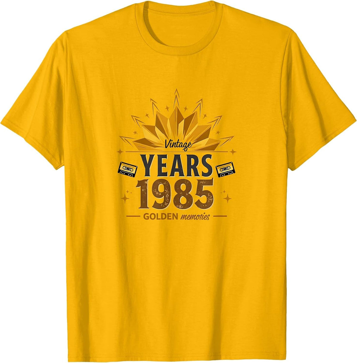 1985 Vintage Years Golden Memories Retro Design T-Shirt - Golden Yellow