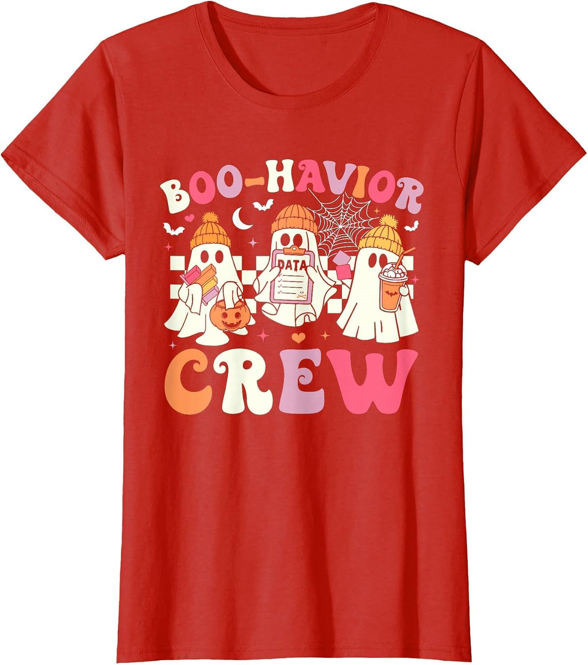 Retro Boo-Havior Crew Behavior Analyst Halloween ABA RBT T-Shirt - Red