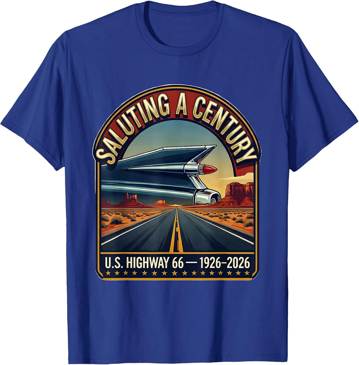 Saluting A Century U.S. Highway 66 1926-2026 Vintage T-Shirt - Royal Blue
