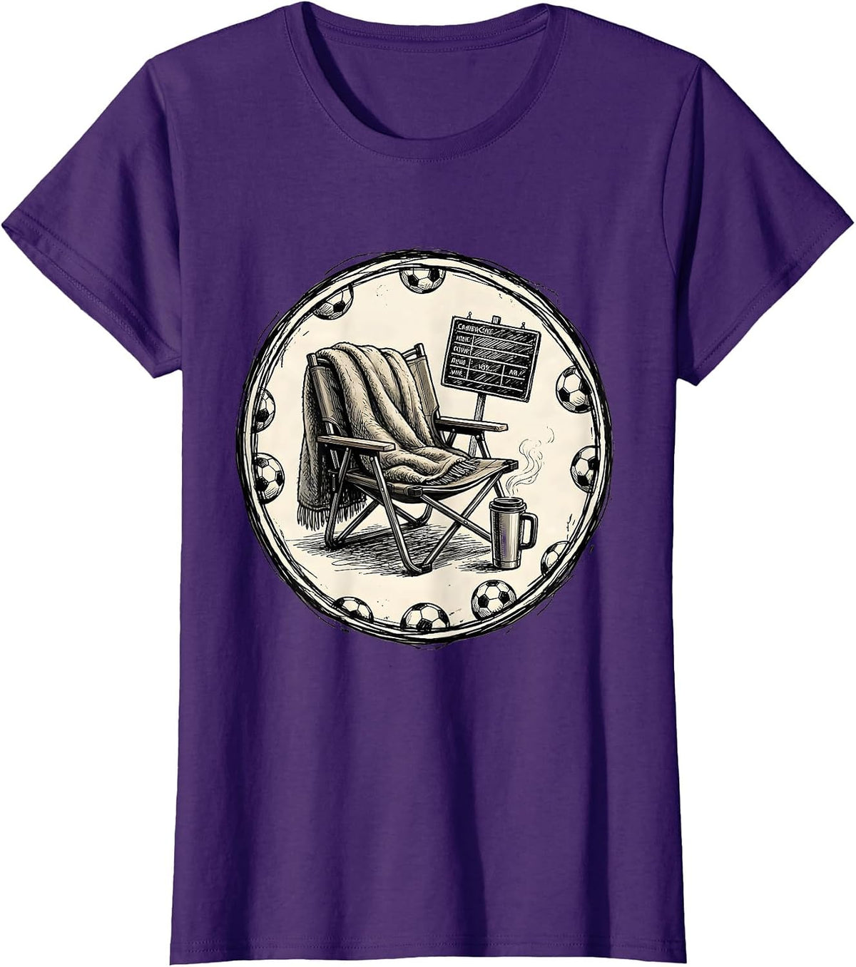 Women's Soccer Dad Sideline Scene Graphic T-Shirt - Purple