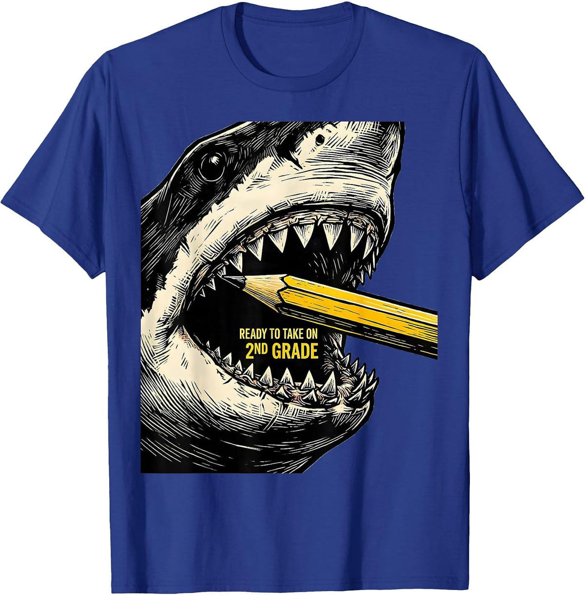 Men's Ready To Take On 2nd Grade Funny Shark First Day Of School T-Shirt - Royal Blue