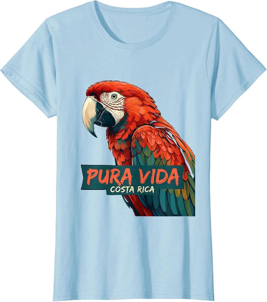 Women's Pura Vida Costa Rica Souvenir Family Vacation Travel T-Shirt - Baby Blue