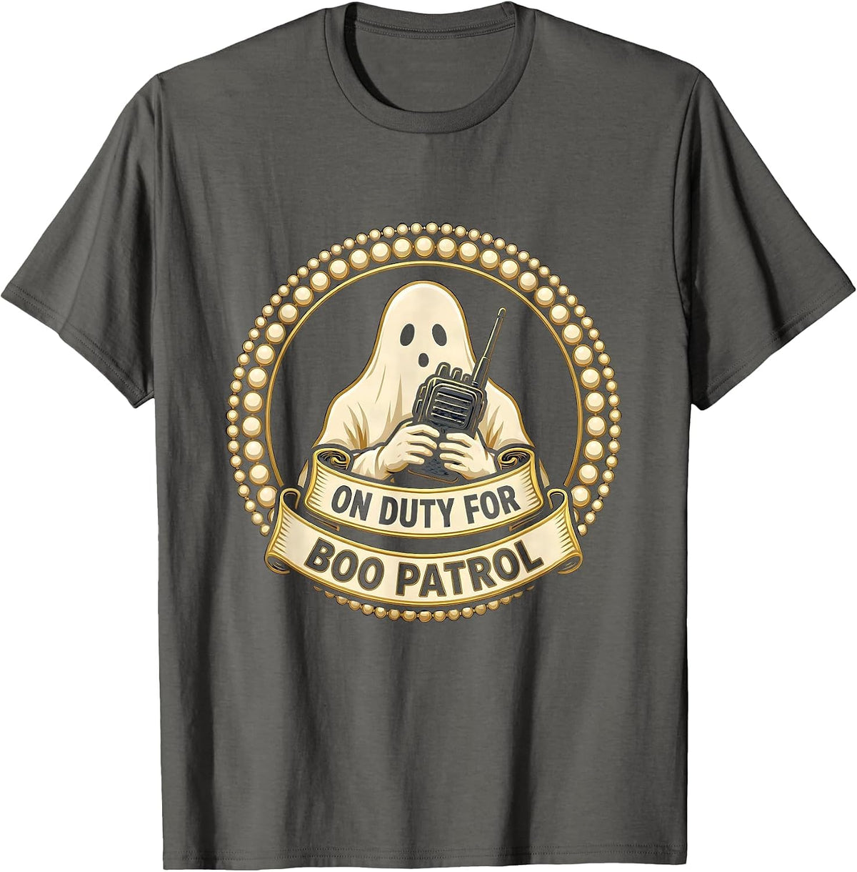 On Duty For Boo Patrol Ghost SpED Paraprofessional Halloween T-Shirt - Asphalt Grey
