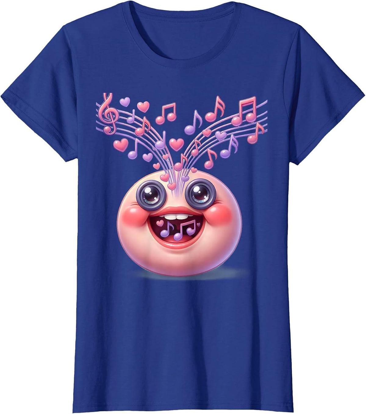 Women's Musical Notes Flowing From Open Mouth Graphic T-Shirt - Royal Blue