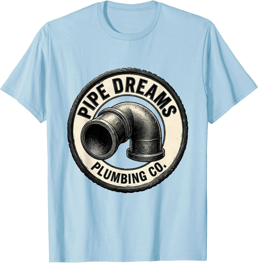 Men's Pipe Elbow Funny Plumber Trade Sarcastic Humor T-Shirt - Baby Blue