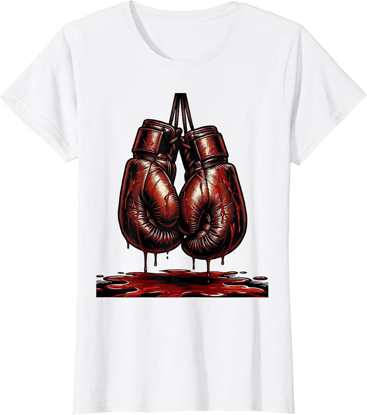 Bloody Boxing Gloves Graphic Design T-Shirt - White