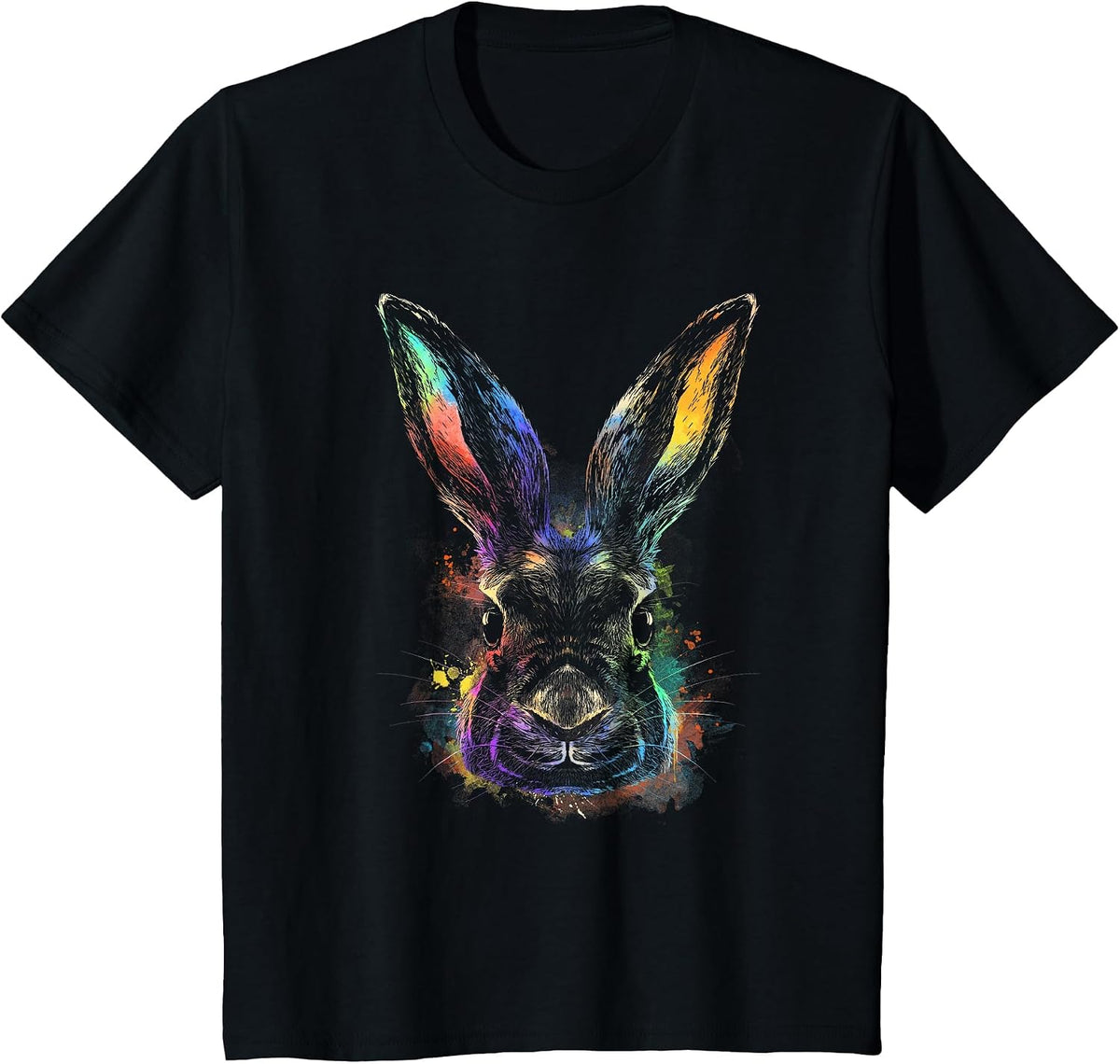 Rainbow Rabbit Abstract Colorful for Bunny Rabbit Lovers T-Shirt - Black